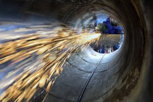 sparks flying in a confined space